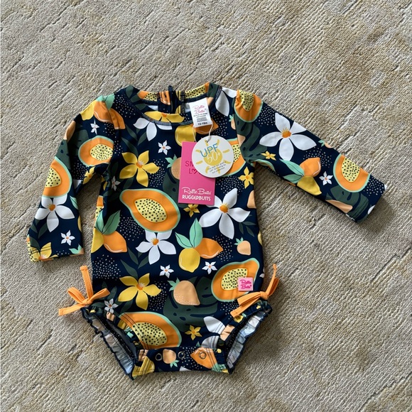 Ruffle Butts Baby Swim Rashguard / Long Sleeve One Piece Swimsuit - Picture 1 of 5